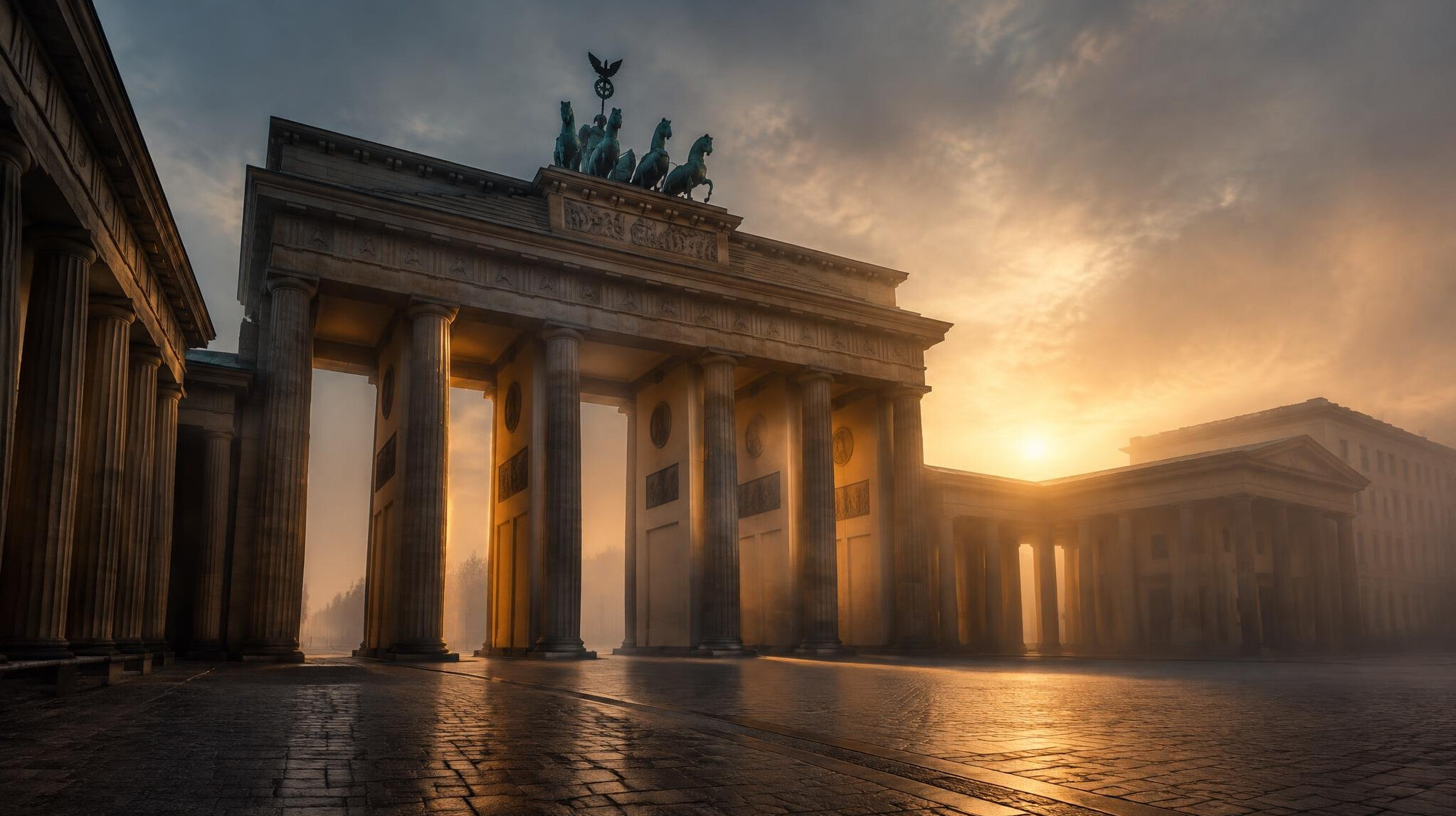 Brandenburg Gate in Berlin at dawn