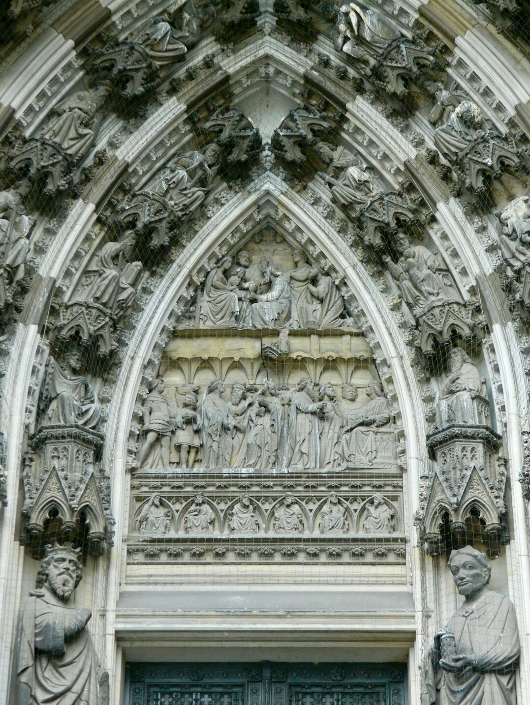 Close-up of carved stone cathedral ornament